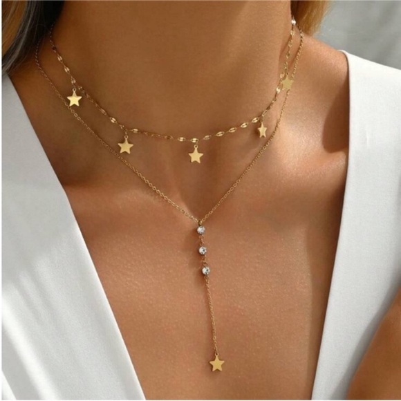 Free People Elegant Star CZ Layered Dainty Necklace - Picture 3 of 8